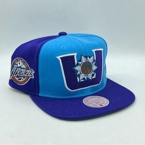 Utah Jazz NBA Mitchell & Ness Hat Snapback Big U Rear Script Cap New